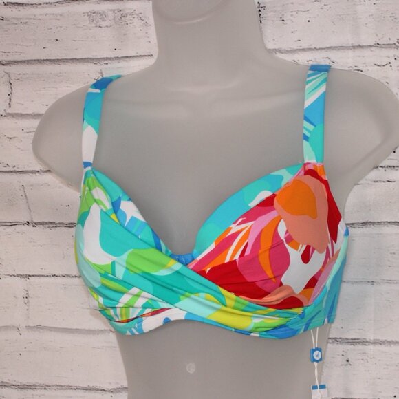 Bleu by Rod Beattie Women's Twist-Front Bikini Top Multi 34D NWT - Picture 4 of 6